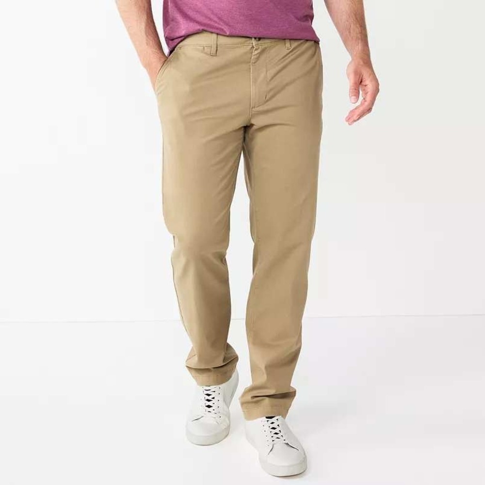 Sonoma Mens Flexwear Straight Fit Chino Pants Lead Gray Khaki 32x30